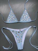 Sexy Brozing Diamond Bikini 2026 Women Luxury White Push Up Bandage Thong Swimsuit Summer Bathing Suit Micro Swimwear Biquini
