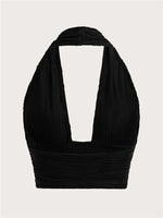 Sexy Solid Backless Crop Halter Top Women Summer 2024 Y2K Clothes Grunge High Street Style Club Sleeveless Cami Top Streetwear
