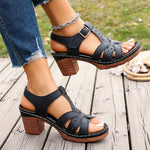 Lightweight Thick High Heels Sandals Women Plus Size 36-43 Summer Rome Shoes Woman Ankle Buckle Open Toe Beach Sandles Female
