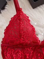 Transparent Hot Sexy Lingerie Women's Underwear See Through Flower Edging Lace Nightdress And Thongs Pijamas Sets Female Nighty