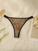Women's sexy leopard print underwear with low waist and seamless hollow out easy to wash and dry close fitting underwear C2385