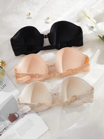 3PCS Seamless Women Push Up Bra Basic Underwire Bras Supportive and Comfortable Solid Strapless Women's Bras