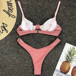 Glitter Sparkling Underwired V-Bar Bikini Women Swimsuit Female Swimwear Two-pieces Bikini Set Micro Thong Bathing Suit Swim