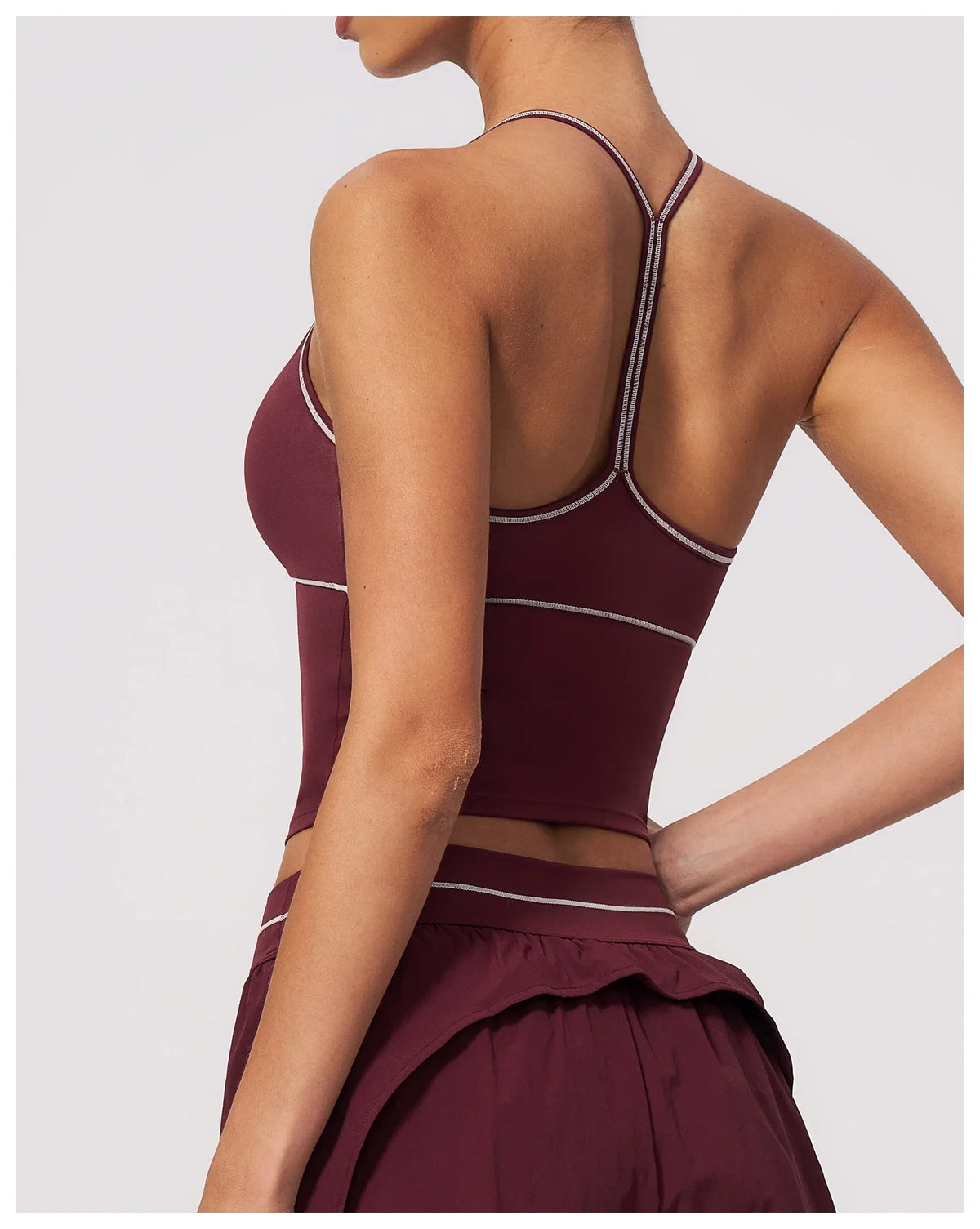 Summer Back I Shaped Sports Bra Sexy Deep V Neck Contrast Color Slimming Yoga Tank Top Outdoor Workout Fitness Gym Running Vest