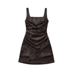 Square Neck Camisole Dress For Women With Back Cross Straps Slim Fit Ruched Waist Boned Mini Skirt Pure Desire Dress Casual 0VNB