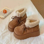 2026 New Winter Chunky Platform Women Fur Snow Boots Keep Warm Thick Sole Warm Cotton Short Booties Shoes Zapatos Mujer