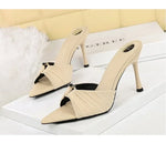 BIGTREE Summer Woman Slippers Fashion Open Toe Thin High Heels Shoes Street Style Stripper Party Slides Zapatos De Mujer