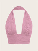 Sexy Solid Backless Crop Halter Top Women Summer 2024 Y2K Clothes Grunge High Street Style Club Sleeveless Cami Top Streetwear