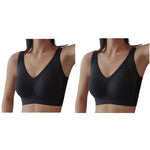 2Pcs/Set Seamless Bras For Women V-neck Non-wire Push Up Bra Comfort Shoulder Straps Padded Underwear M-4XL Intimates