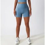 Comfortable Skin Friendly Summer High Waist Yoga Shorts Gym Hip Lift Pants Pocket Breathable Running Cycling Sports Shorts Women