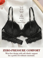 Black Lace Bra Women Push Up Sexy Eyelash Trim French Elegance Underwear Lingerie Lace Bralette Adjustable Straps Intimate A3166