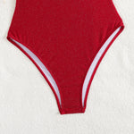 New Red Hollow Out Backless Cross Swimwear Women Sexy Shiny Tummy Control One Piece Swimsuit 2025 Beach Bathing Suits Monokini