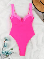 Push Up One Piece Swimsuit Women Backless Bodysuit Black White Swimwear Thong Beach Wear 2025 Contrast Color Bathing Suits Pool