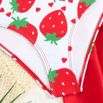 Kids Girls 2-Piece Strawberry Print One Piece Swimsuit & Beach Sarong Cover Up Ruffle Skirts Set 8-12 Years Children's Swimwear