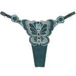 Butterfly Lace Thong for Women Low Waist G-String Transparent Mesh Panties Sexy Embroidered Briefs Adjustable Waist Culotte Femm