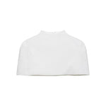 Women's Fashion Solid Color Black And White Stand Collar Top Elegant Slim Fit Short Sleeve Blouse For Women Casual Wear C57H