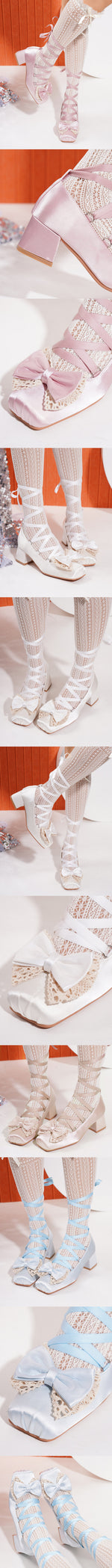 2026 y2k Block High Heels Summer Vintage Black Satin Pink Lolita Mary Janes Shoes Women Sweet Cross-tied Ballet Pumps Footwear