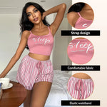 Women Pajamas Set Sleepwear Sexy Summer Home Clothes Tops And Shorts Cute Soft Sleeveless Nightwear For Female