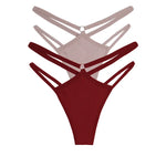 2PCS Women Sexy Cotton Panties Two Belts Hollow Out G-String Thongs Breathable Underwear for Female Solid Color Lingerie S-XL