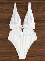 Deep V Neck Cut Out Women Swimwear One Piece Swimsuit Female High Leg Cut Monokini Bather Backless Bathing Suit Swim Beachwear