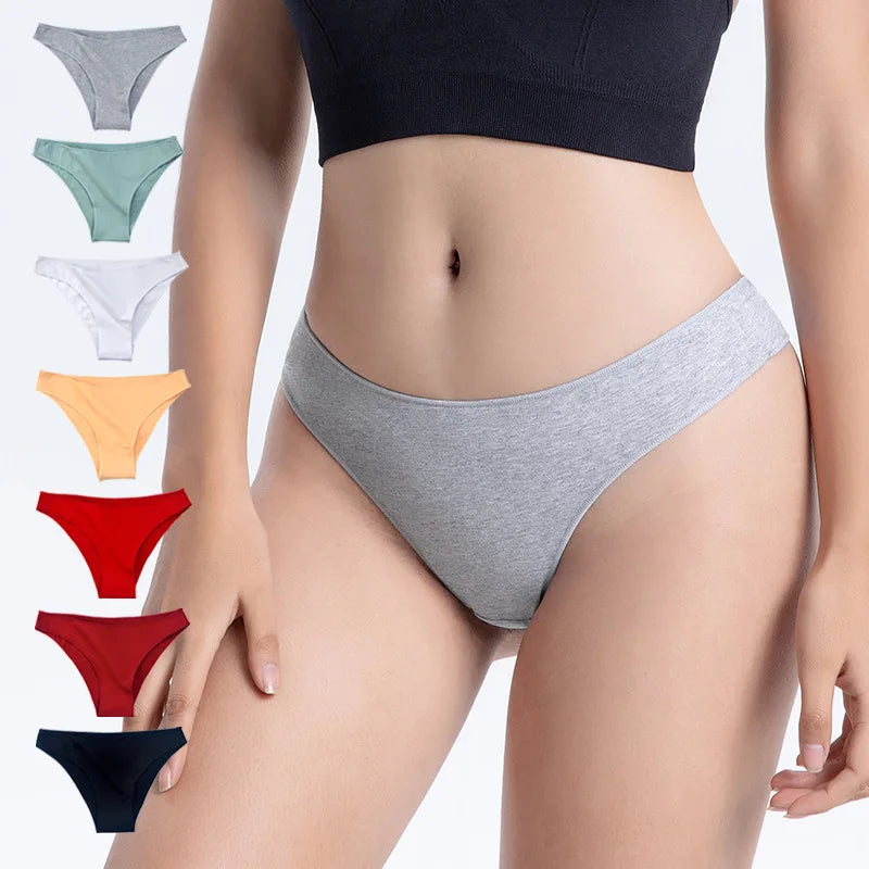 3Pcs/Set Women Cotton Bikini Briefs Skin-Friendly Low Rise Underwear Seamless Edge Soft Stretch Daily Ladies Panties M-XXL