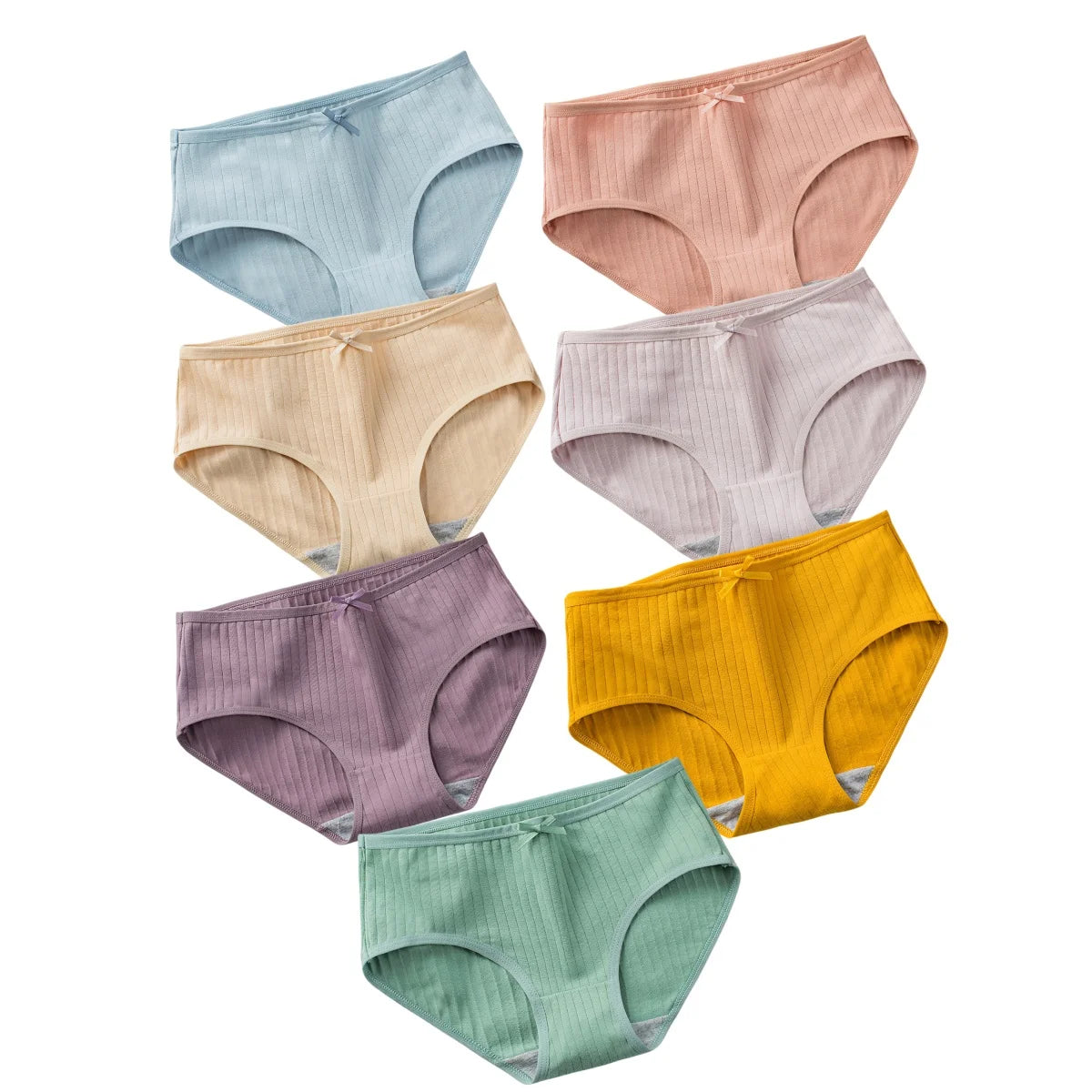 7Pcs/Set Cotton Panties Low Waist Briefs Women Sexy Lingerie Female Underpants Panty Solid Color Breathable Underwear Intimates