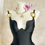 Sexy Mesh Skirt Swimwear Sets Women 2026 New Metal Strap Shell Underwire Tummy Control One Piece Swimsuit Bathing Suits Monokini
