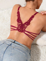 Women's Lace Butterfly Back Beauty Push up Sexy Bras Modern Trend Solid Color Front Buckle Bra for Woman