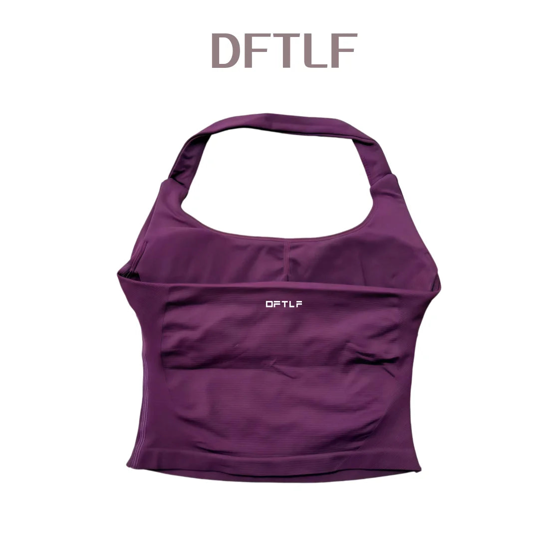 DFTLF Impact Halter Top Women Gym Clothing Backless Seamless Sports Yoga Vest Running Fitness Workout Sleeveless Tank Top