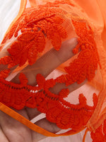 Summer-exclusive orange and peach sexy sleepwear set - sheer see-through lace bralette set for ladies ZA825066