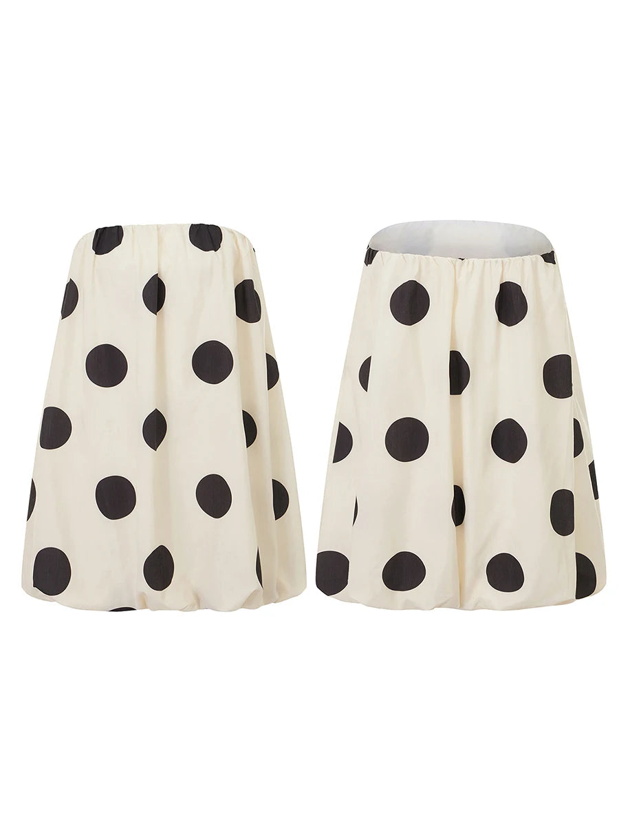 Women Mini Dress Dot Print Backless Tube Dress Summer Party Fashion Casual Strapless Dress