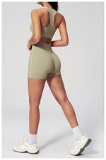 Summer New Color Contrast Yoga Set Women Tight I-shaped Back Sports Bra Versatile Fitness Suit High Waist Shorts Workout Clothes