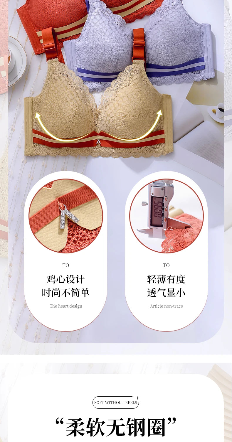 Women's Plus Size Minimizer Bra Full Coverage Lingerie Wire Free Push Up Bra for Femme Brest Pumping Underwear Plus Size 44 46DE
