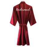 Bride Robe Women Burgundy Robe Satin Silk Robes Wedding Bridal Bridesmaid Robes Bathrobe Sleepwear Silk Dress