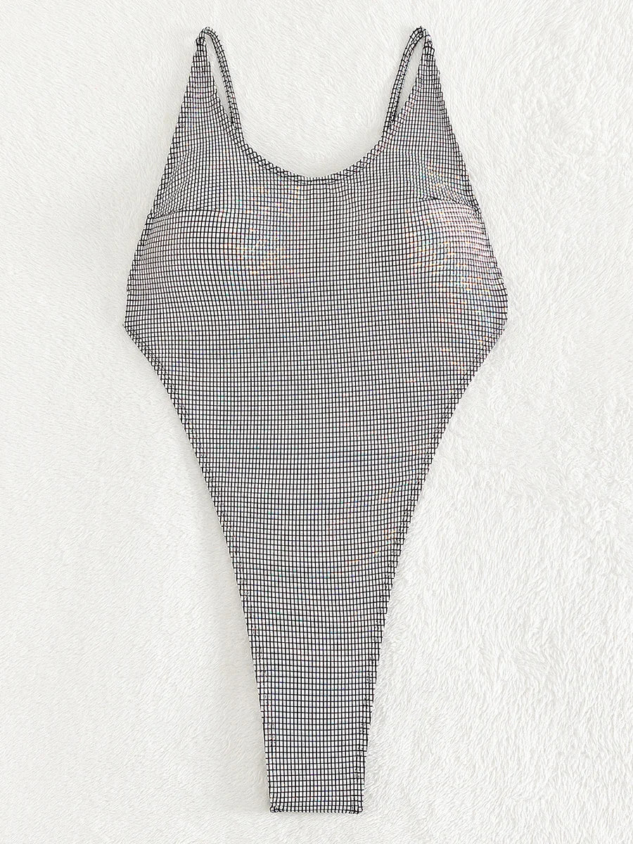 Sexy Ribbed Cross Backless Women Monokini Micro String Thong Swimwear One Piece Swimsuit Female High Cut Bathing Suit Swim Lady