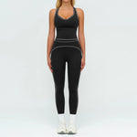 2PCS Yoga Set Gym Clothes Outdoor Sports Outfits Women Tracksuit Gym Fitness Suits Workout Long Sleeved Flared Pants Sportswear
