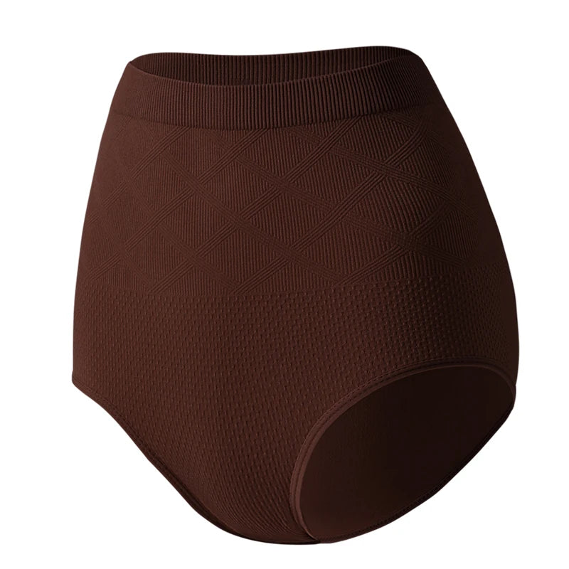 Women Waffle Knit Panties High Waist Seamless Underwear Rhombus Jacquard Tummy Control Briefs Daily Wear Ladies Underpants M-XL