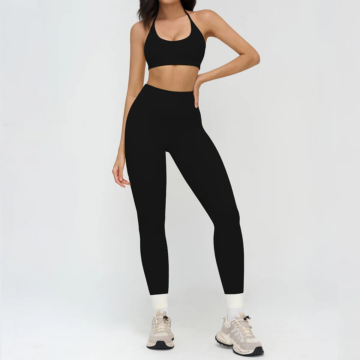2 Pieces Sportswear Women Yoga Set Gym Clothes Fitness Set Outfit Outdoor Long-Sleeved Shirt Tracksuits Sports Bra Gym Leggings