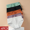 4Pcs/Set Women Cotton Panties Low Waist Briefs Breathable Comfort Underwear Sexy Lingerie Solid Color Underpants Intimates M-XL
