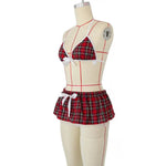 Cosplay Schoolgirl Lingerie Nightdress Student Uniform Bra Sets Sexy Costumes Red Plaid Sexy Outfit Lingerie For Women