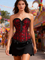 Retro-Style Backless Corset Top with Waist Tie Detail Court-Style Fitted Bodice Fashionable Top for Women
