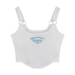 Letter Print Tank Top Women Cotton Bras Tops Hot Girls Streetwear Underwear Built In Bra Small Cup Crop Top Padded Camisole