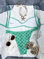 New Flowers Printed High Leg Cut Bikini Female Swimsuit Women Swimwear Two-Pieces Bikini Set Bather Bathing Suit Swim