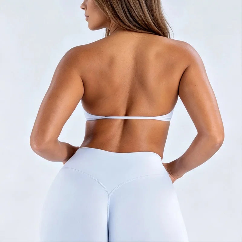 HISTELLO Origin Halter Bra Women Gym Underwear Removable Pads Sports Bra Backless Fitness Top Sexy Pilates Yoga Workout Clothing