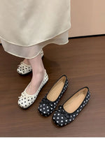 New Butterfly-knot Women Dot Ballet Flats Comfort Square Toe Slip on Shoes Ladies Eelgant Soft Sole Dress Mary Jane Shoes