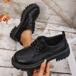 Women Spring New Black Platform Flats Shoes Women Loafers Slip on Boat Shoes Designer Casual Leather Oxfords 2026