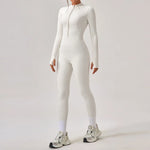 Women's Jumpsuits One-Piece Suit Yoga Set Zipper Long Sleeve Gym Push Up Workout Clothes Fitness Bodysuit Sportswear Tracksuit