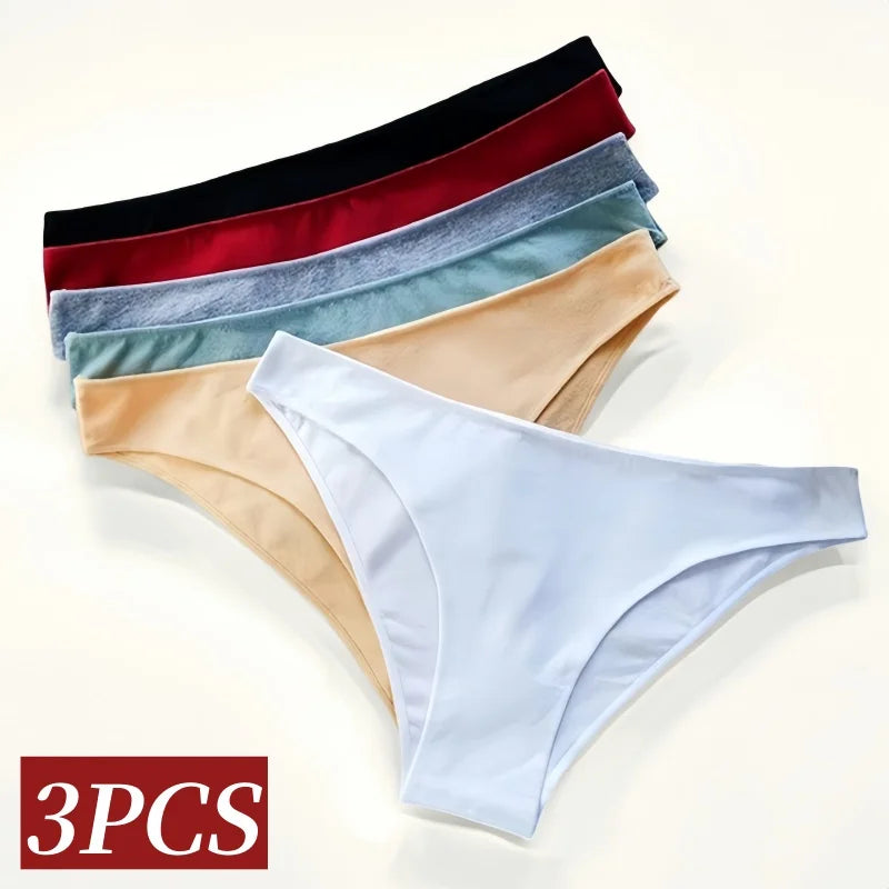 3Pcs/Set Women's Cotton Briefs Underwear Female Underpants Low Rise Underwear Sexy Lingerie Soft High Cut Panties