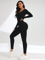 Women Yoga Jumpsuits Workout Long Sleeve Sport Jumpsuits