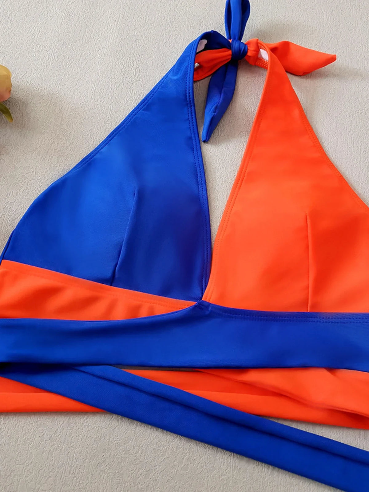Solid Color Patchwork Bikini Set Adjustable Waist Belt 2 Piece Swimsuit for Women V-neck Halter Backless Beach Bathing Suit 2026